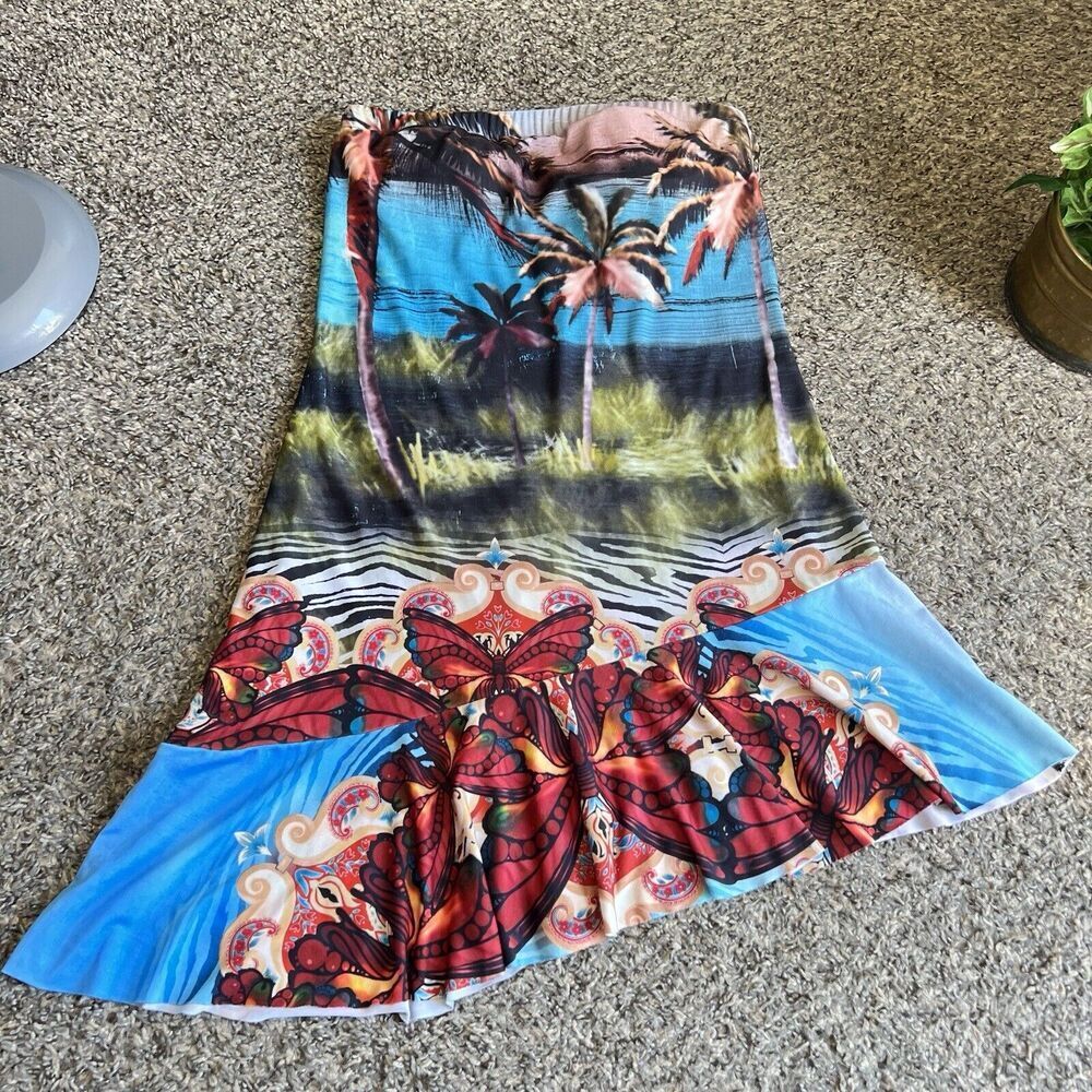 Vintage BECCA Swim Cover Up Tube Dress Small Tropical Palms Butterfly Designer